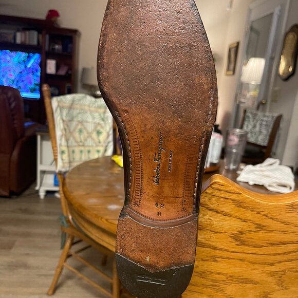 Salvatore Ferragamo Cap Toe Oxford Dress Shoes in Burgundy 12D - Picture 11 of 11